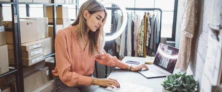 Female fashion designer using cost control